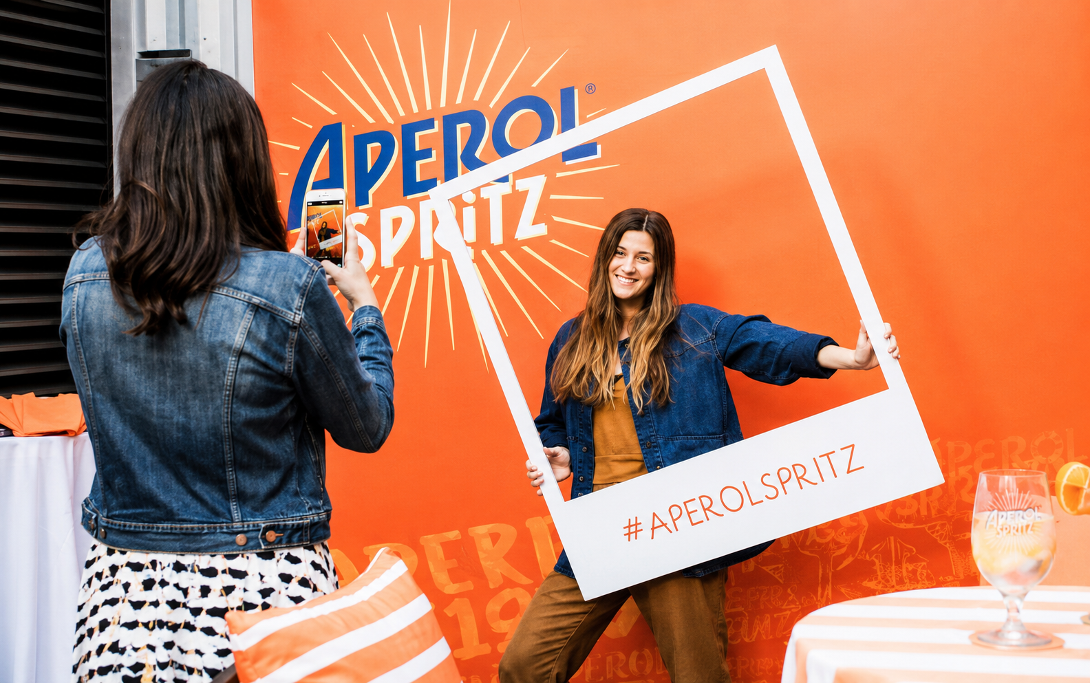 Aperol Spritz branded photo frame activation